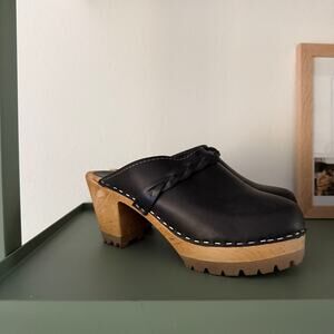 MIA Leather Elsa Heeled Clog Mule Sz 37